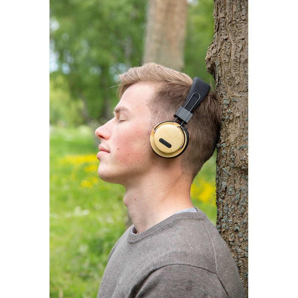 Bambusowe, bezprzewodowe słuchawki nauszne