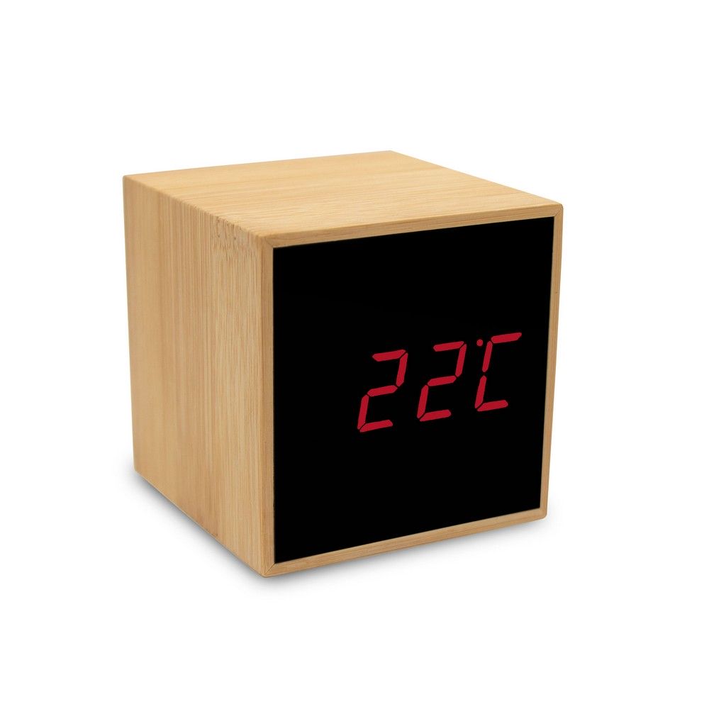 Bambusowy zegar na biurko z alarmem